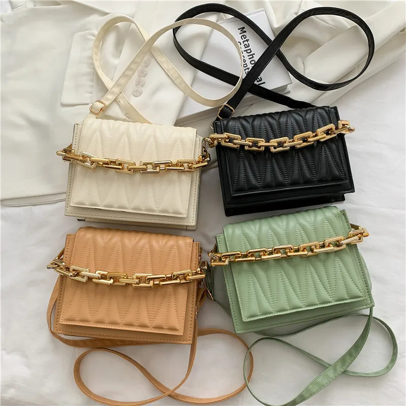 Small Square Crossbody Bag with Chain Strap