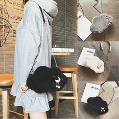 Winter Clouds Plush Bag For Lady Girl Messenger Shoulder Crossbody Bag