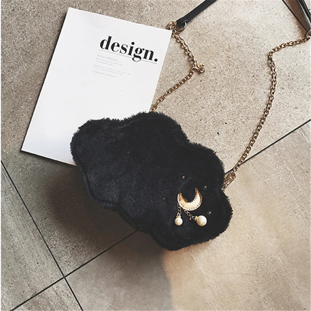 Winter Clouds Plush Bag For Lady Girl Messenger Shoulder Crossbody Bag