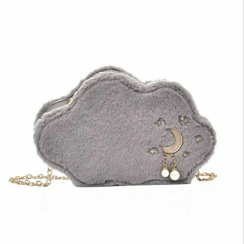 Winter Clouds Plush Bag For Lady Girl Messenger Shoulder Crossbody Bag