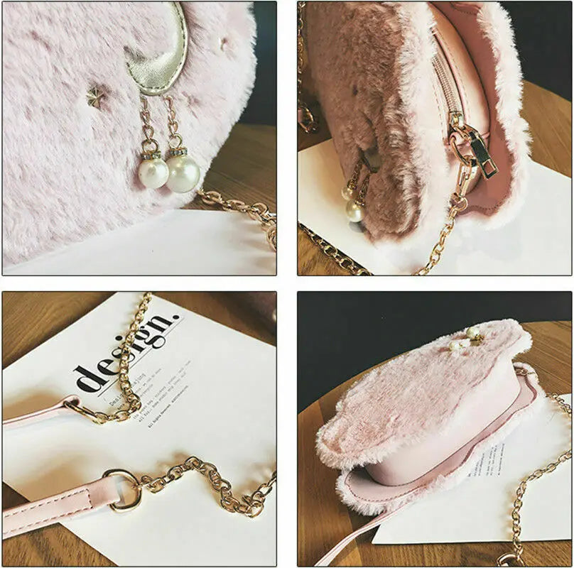 Winter Clouds Plush Bag For Lady Girl Messenger Shoulder Crossbody Bag