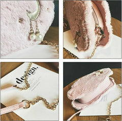 Winter Clouds Plush Bag For Lady Girl Messenger Shoulder Crossbody Bag