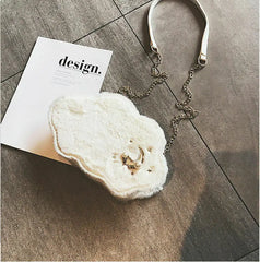 Winter Clouds Plush Bag For Lady Girl Messenger Shoulder Crossbody Bag