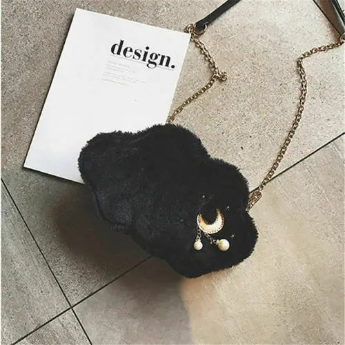 Winter Clouds Plush Bag For Lady Girl Messenger Shoulder Crossbody Bag