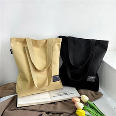 Vintage Large Capacity Cotton Tote Bag Solid Casual Women Canvas Shopping Bag