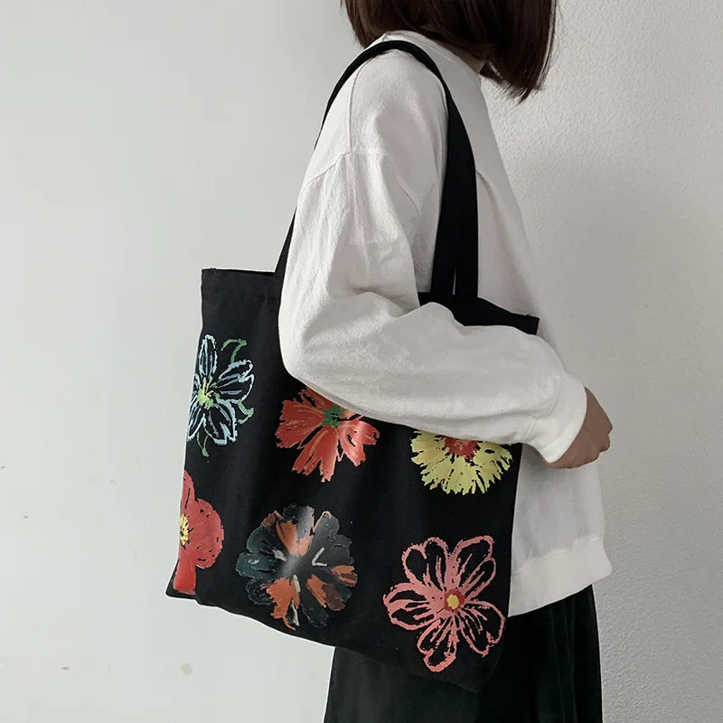 Women Canvas Shopping Bags Eco Friendly Reusable Handbags Large Capacity
