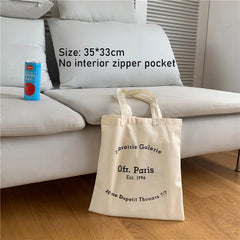 Paris Letters Print Canvas Shoulder Bag Girls Handbag Tote