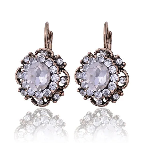 Vintage Crystal Drop Earrings Retro Rhinestone Dangle Earring
