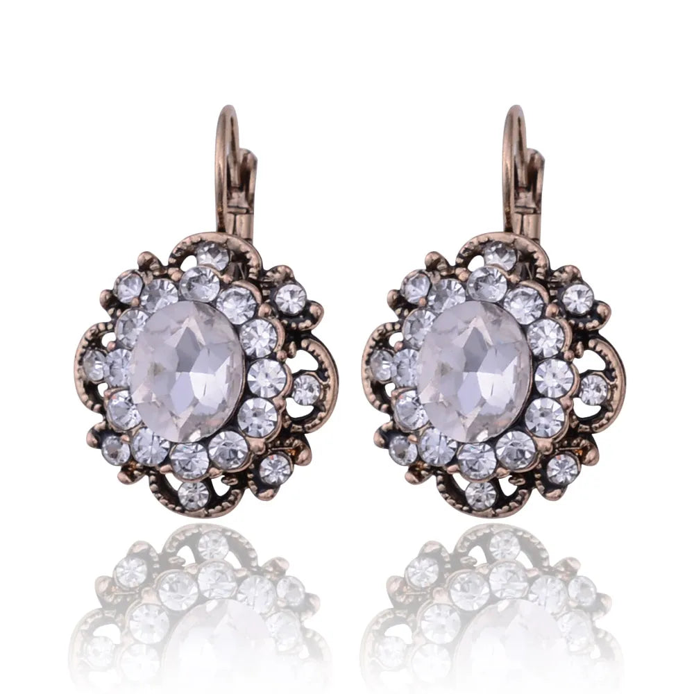 Vintage Crystal Drop Earrings Retro Rhinestone Dangle Earring