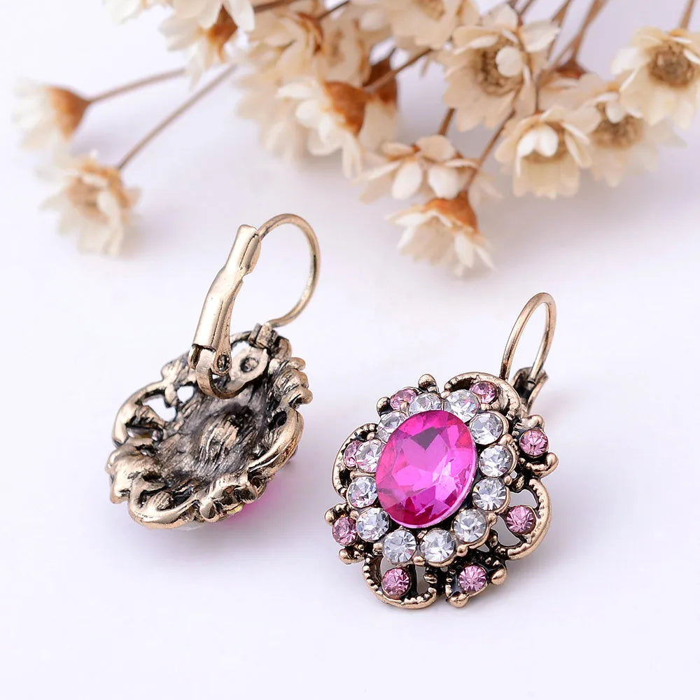 Vintage Crystal Drop Earrings Retro Rhinestone Dangle Earring