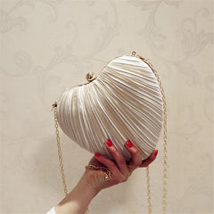 Heart Shaped Evening Clutch Banquet Bags with Chain