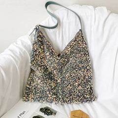 Sequin Shoulder Bag Lady Single Shopping Bags Large Capacity Casual Tote