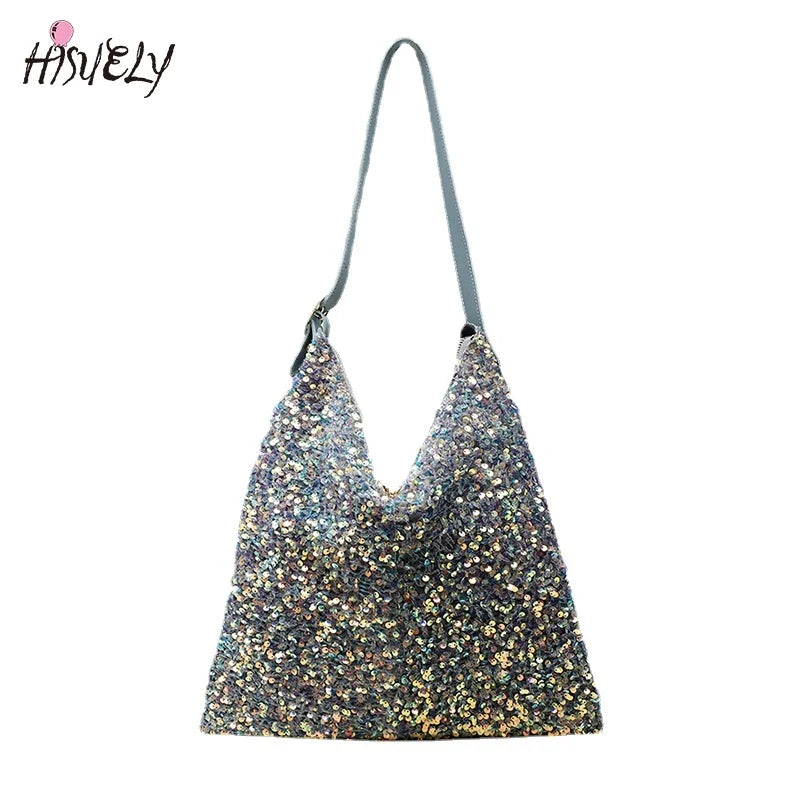 Sequin Shoulder Bag Lady Single Shopping Bags Large Capacity Casual Tote