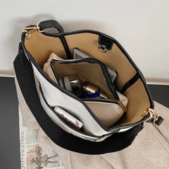 Canvas Shoulder Bag Wide Strap Messenger Bucket Bag