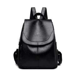 High Female Vintage Leather Backpack for Girls School Bag