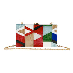 Acrylic Geometric Lattice Patchwork Handbag Party Prom Clutch