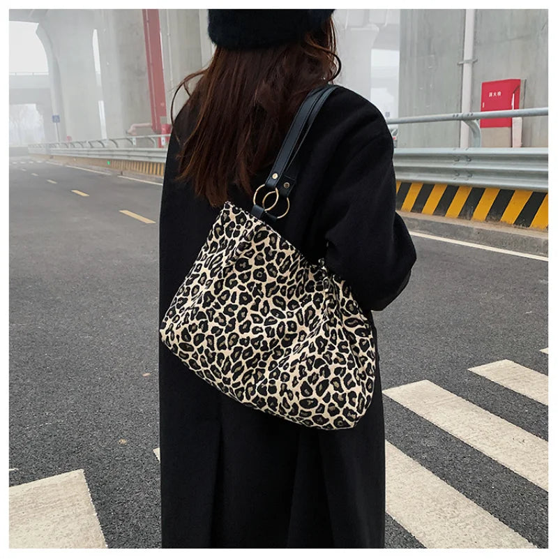 Leopard Shoulder Tote Bags Canvas Bags