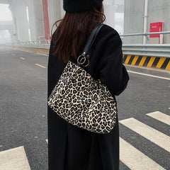 Leopard Shoulder Bags Tote Bags Canvas Shopping Travel Bags