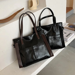 Women Retro Tote Bag Messenger Handbag High Soft PU Leather Shoulder Bag