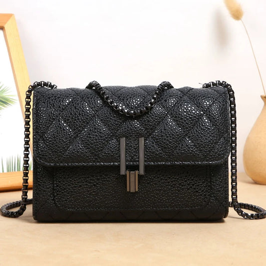 Women Rhombus Chain Bag Pure Leather Handbag Large Capacity Crossbody Wallet