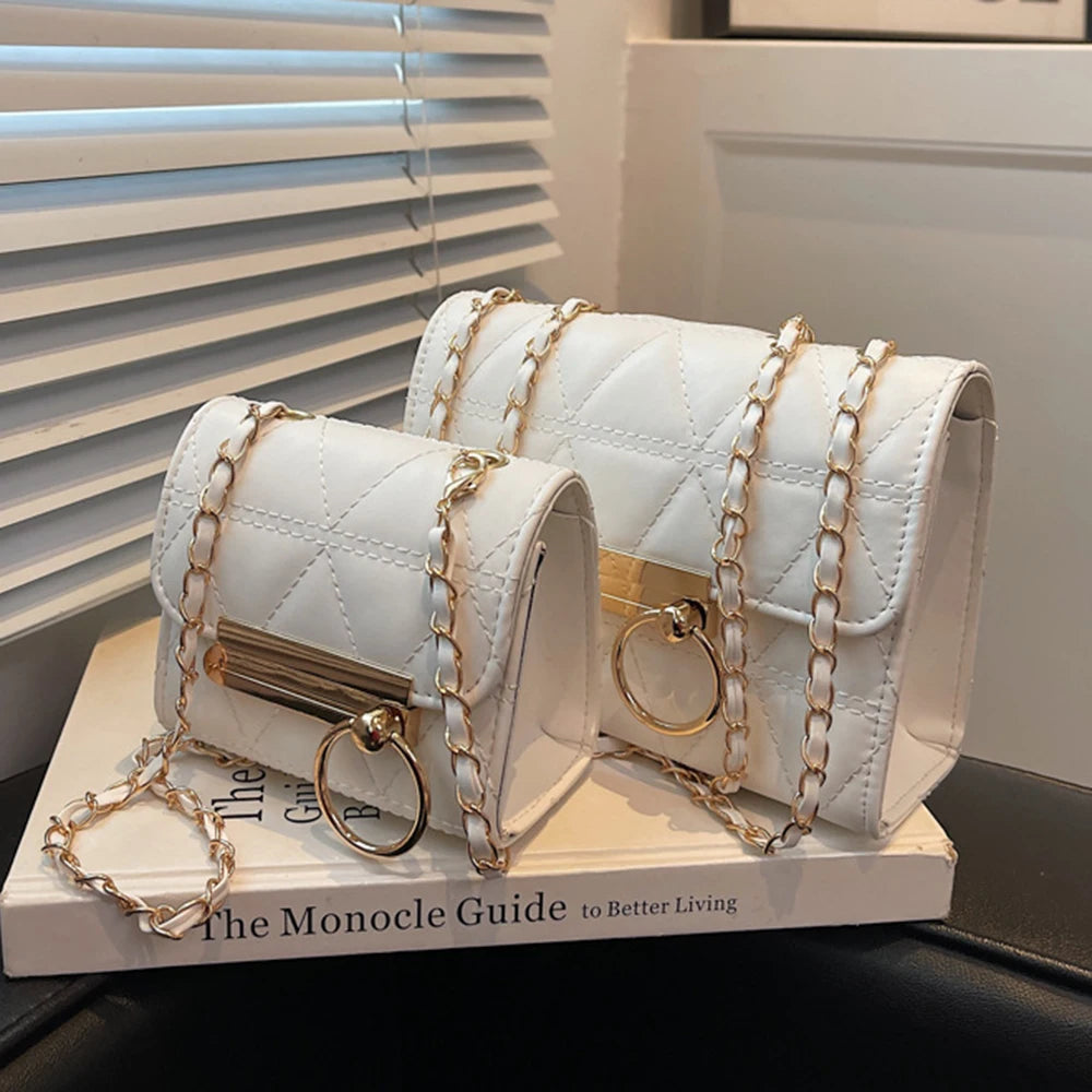 Casual Shoulder Bag with Chain Strap for Women