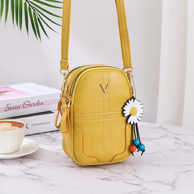 Soft Leather Zipper Crossbody Bag Large Capacity Single Shoulder Wallet