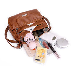 Women PU Leather Shoulder Bags Classic Sequined Messenger Bag
