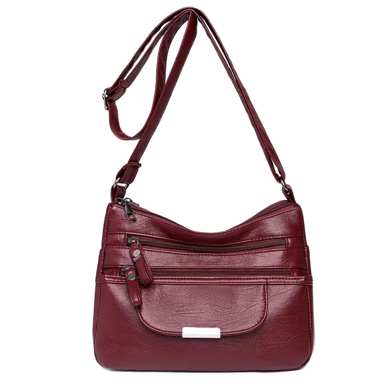 Women PU Leather Shoulder Bags Classic Sequined Messenger Bag