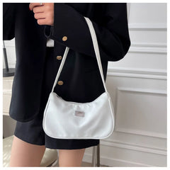 Women Solid Shoulder Bag Mini Crescent Messenger Handbags Nylon Handbag