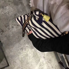 Women Striped Clutch Tassel Lady Small Bag Canvas Purse Envelope Bag