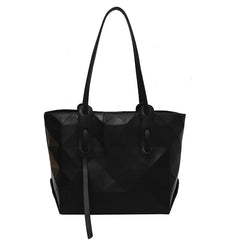 Women Tote Bag Plaid PU Leather Large Striped Handbag Shoulder Bags