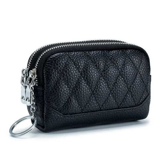 Zipper Cow Leather Women Wallet Mini Coin Purse Key Chain
