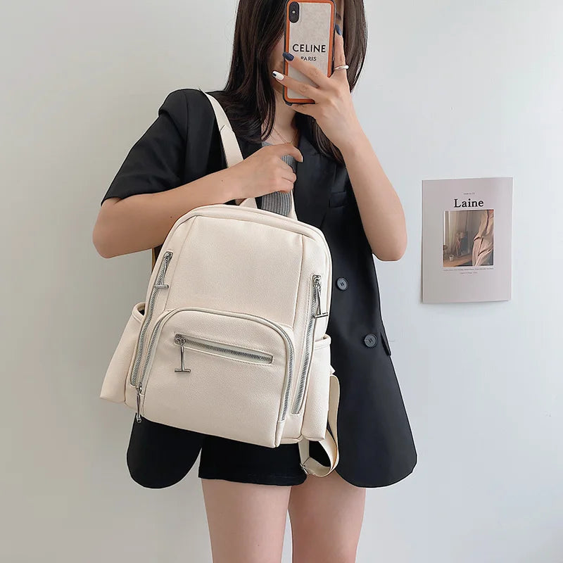 Women's Large PU Leather Travel Backpack Handbag Schoolbag for Girls
