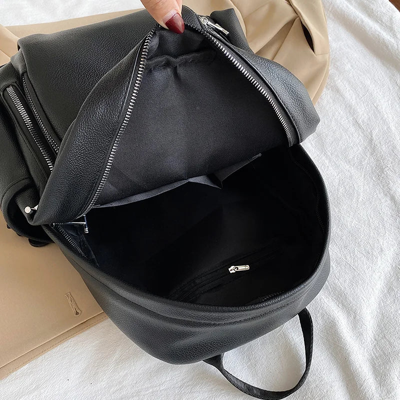 Women's Large PU Leather Travel Backpack Handbag Schoolbag for Girls