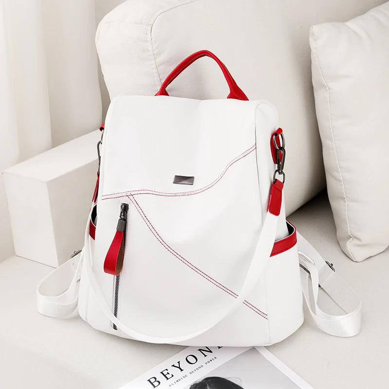 Women's Soft Leather Backpack Large Capacity Fashionable Versatile Travel Bag