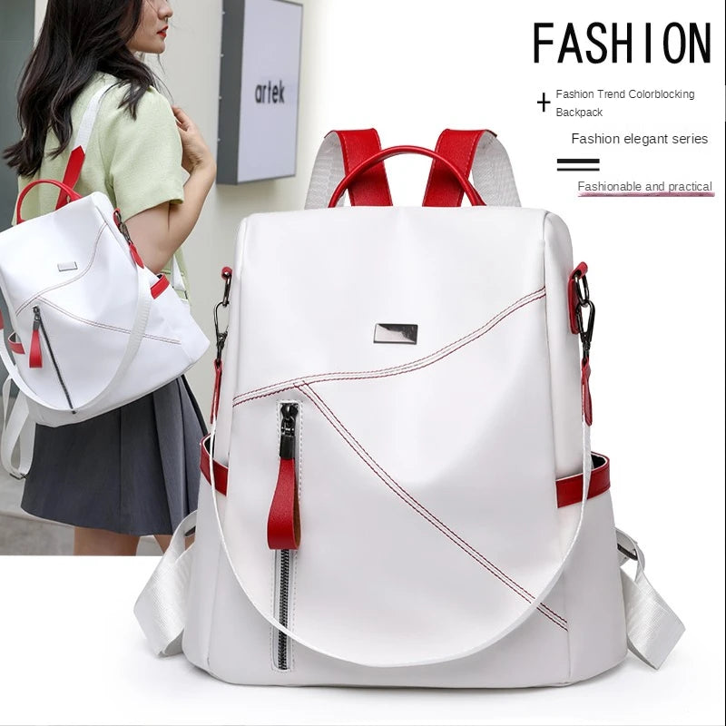 Women's Soft Leather Backpack Large Capacity Fashionable Versatile Travel Bag