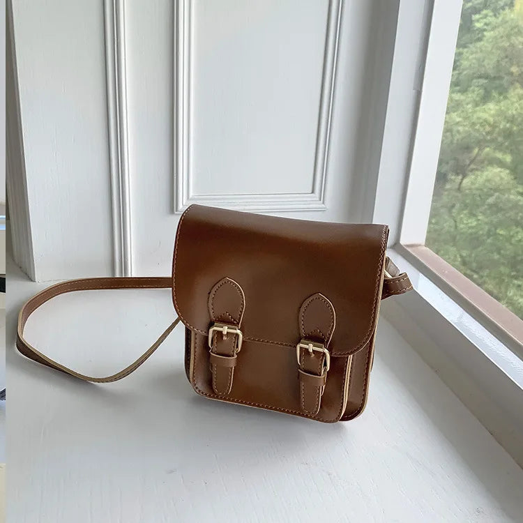 Retro PU Small Square Bag Single Shoulder Crossbody Bag