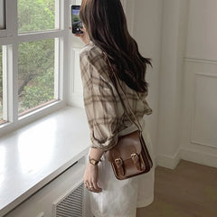 Retro PU Small Square Bag Single Shoulder Crossbody Bag