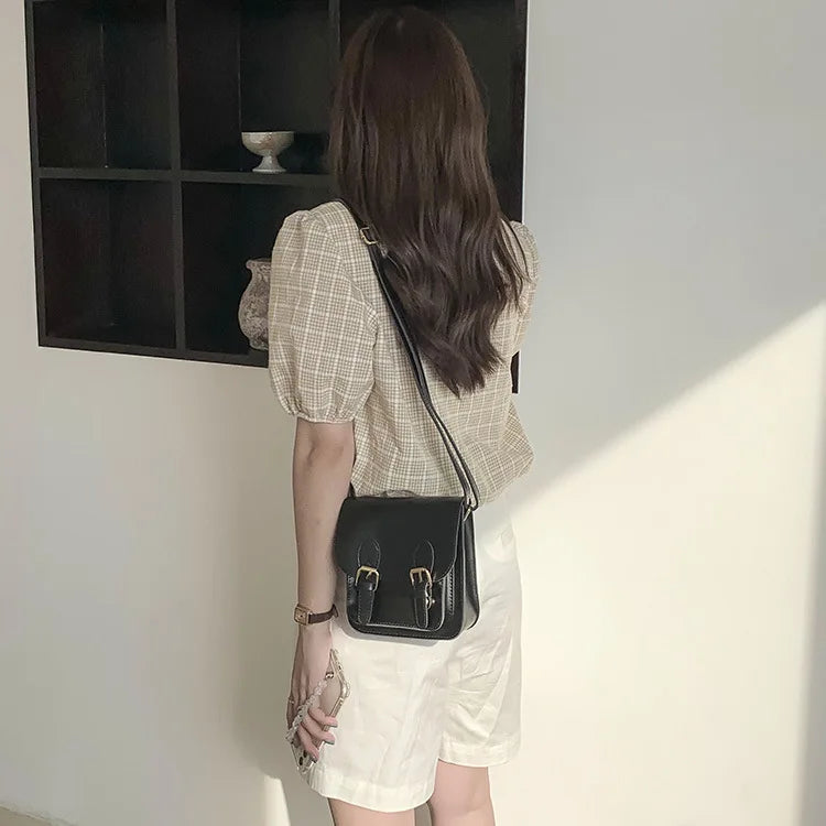 Retro PU Small Square Bag Single Shoulder Crossbody Bag