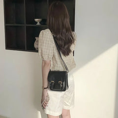 Retro PU Small Square Bag Single Shoulder Crossbody Bag