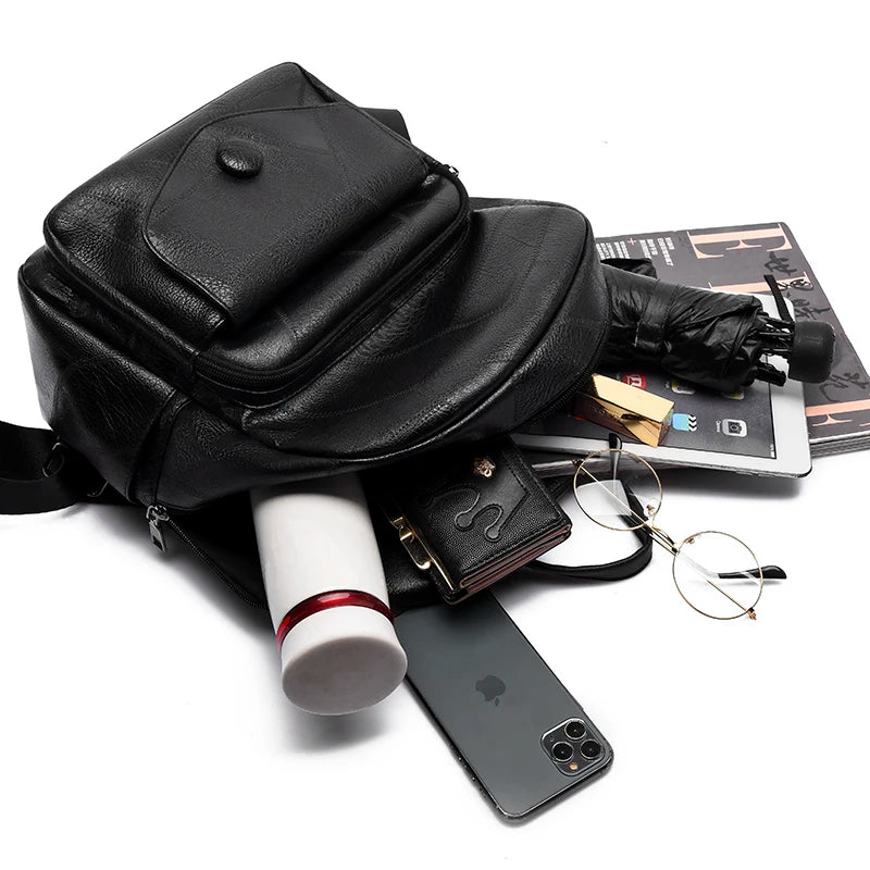 Women's Casual Leather Backpack for School Girls