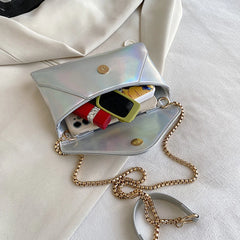 Women's Evening Shoulder Bag Leather Clutch Purse Wedding Party Silver