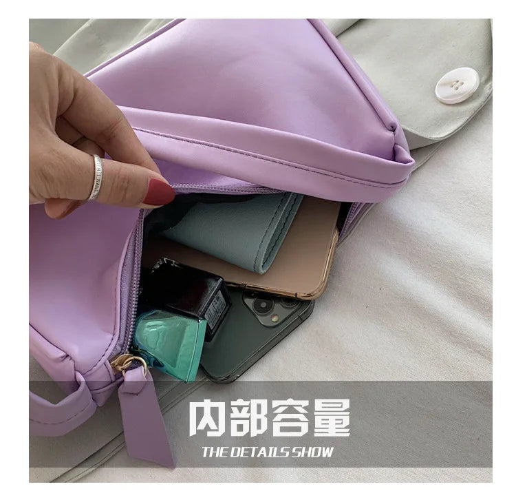 Women's Solid PU Leather Shoulder Bag Casual Tote Handbag