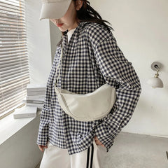 Women's Leather Handbags Solid Canvas Shoulder Chest Bag Purse