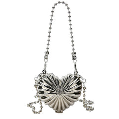 Women's Retro Silver Love Chain Bag Mini Handbag