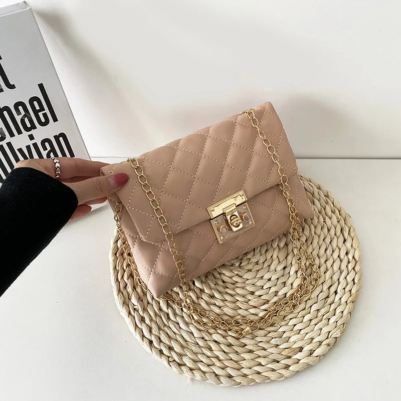 Women's Rhomboid Chain Messenger Shoulder Bag PU Leather Small Square Bags
