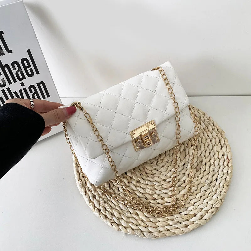 Women's Rhomboid Chain Messenger Shoulder Bag PU Leather Small Square Bags