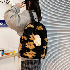 Women's Retro Shoulder Bag Girl Cartoon Bear Plush Backpack