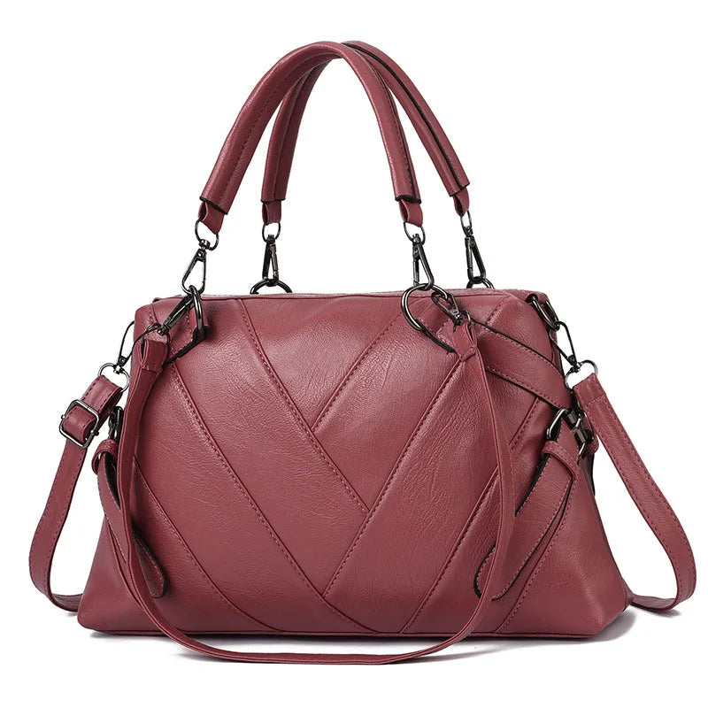 Women's Retro Striped One Shoulder Messenger Bag Large Capacity Handbag