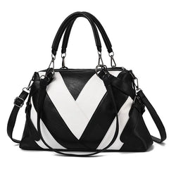 Women's Retro Striped One Shoulder Messenger Bag Large Capacity Handbag